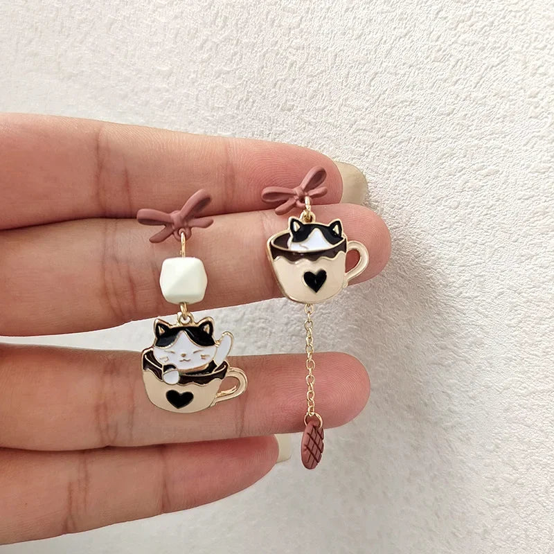 Teacup Kitten Drop Earrings
