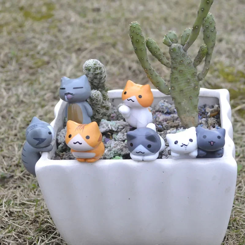Lucky Cat Miniatures — 6-Piece Resin Kitten Set