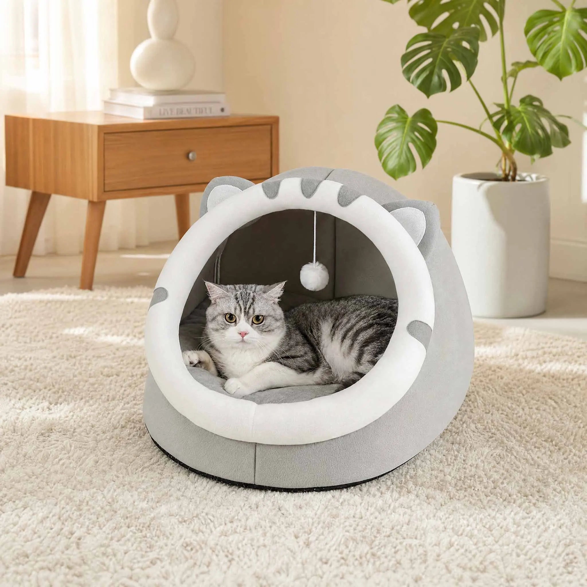 Kitten Cave Bed — Cozy Semi-Enclosed Cat House