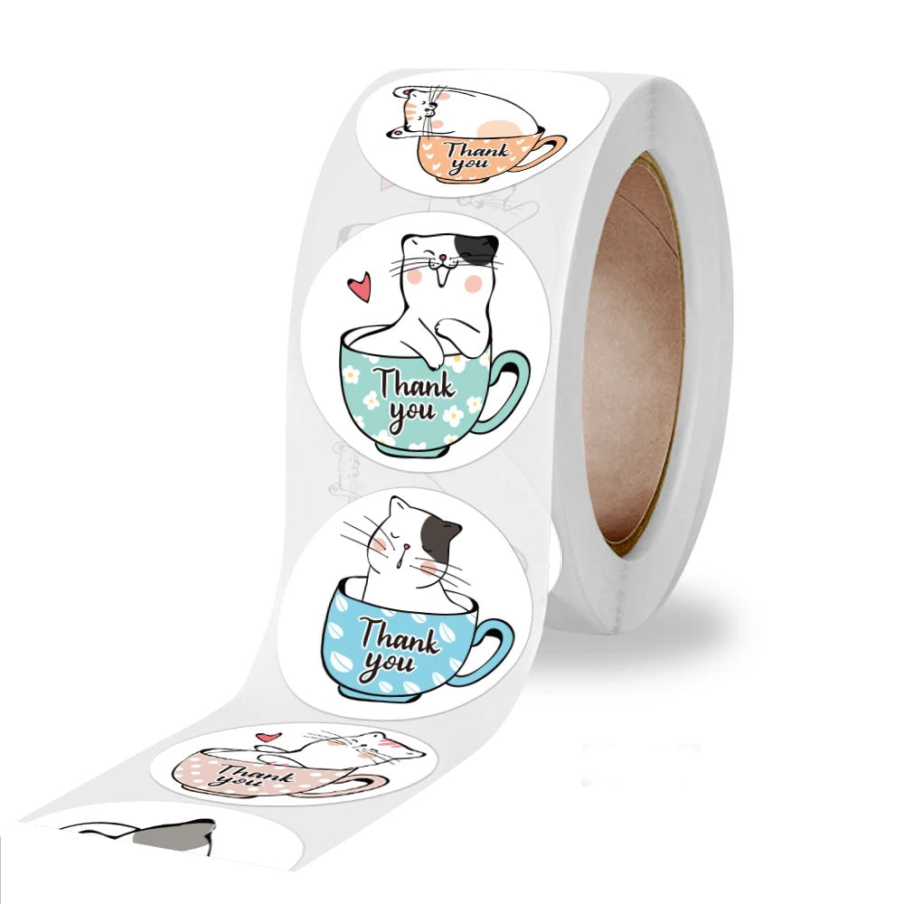 Cat Thank You Sticker Roll