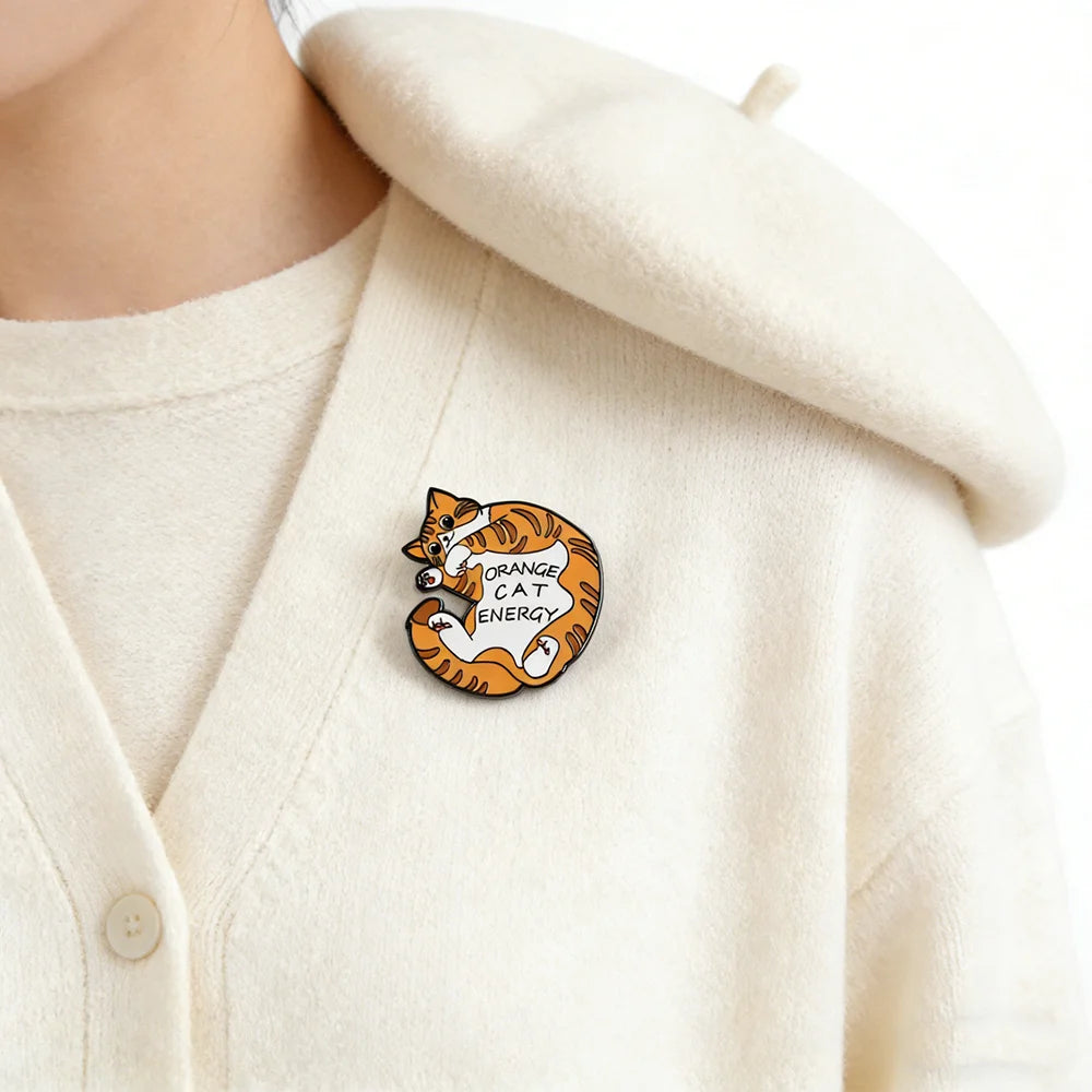 Orange Cat Energy Enamel Pin