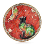 Butterfly Cat Round Brooch