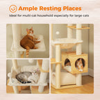 Floor-to-Ceiling Cat Tower — Height Adjustable with Hammock & Condo