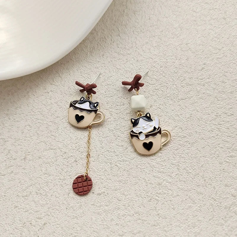 Teacup Kitten Drop Earrings