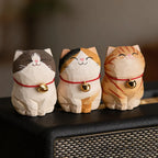 Kitten Figurine — Hand-Carved Wooden Cat Ornament