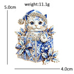 Tinsel | Christmas Cat Brooch | Rhinestone Holiday Pin