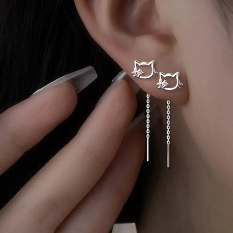 Crystal Cat Drop Earrings