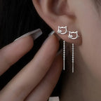 Crystal Cat Drop Earrings