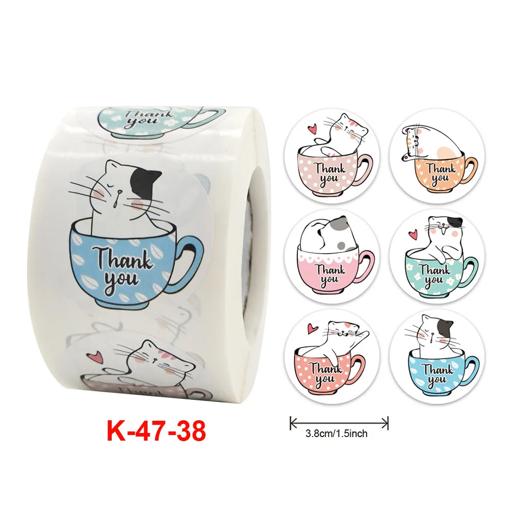 Cat Thank You Sticker Roll