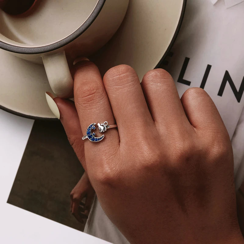 Moon Cat Open Ring