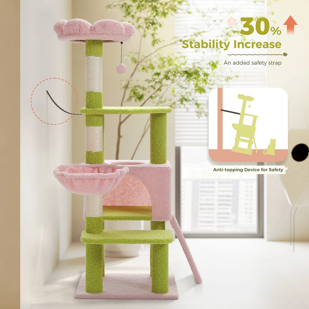 Flower Cat Tree | Multi-Level Tower with Scratching Posts