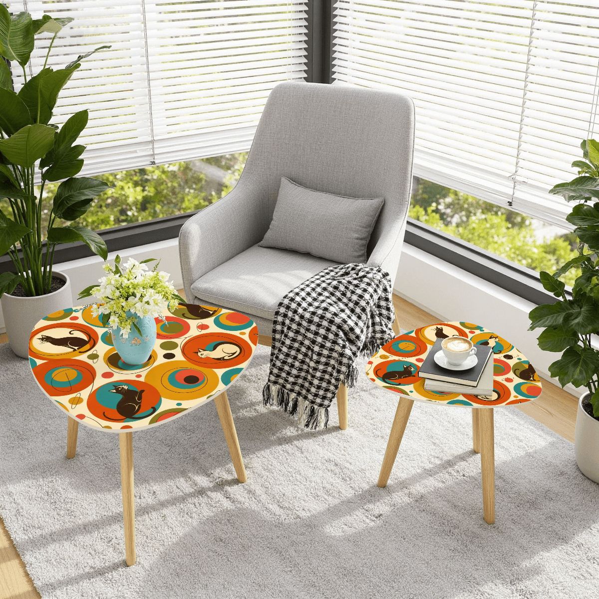 Atomic Cat Nesting Coffee Table Set of 2 | Mid-Century Modern | Made in USA