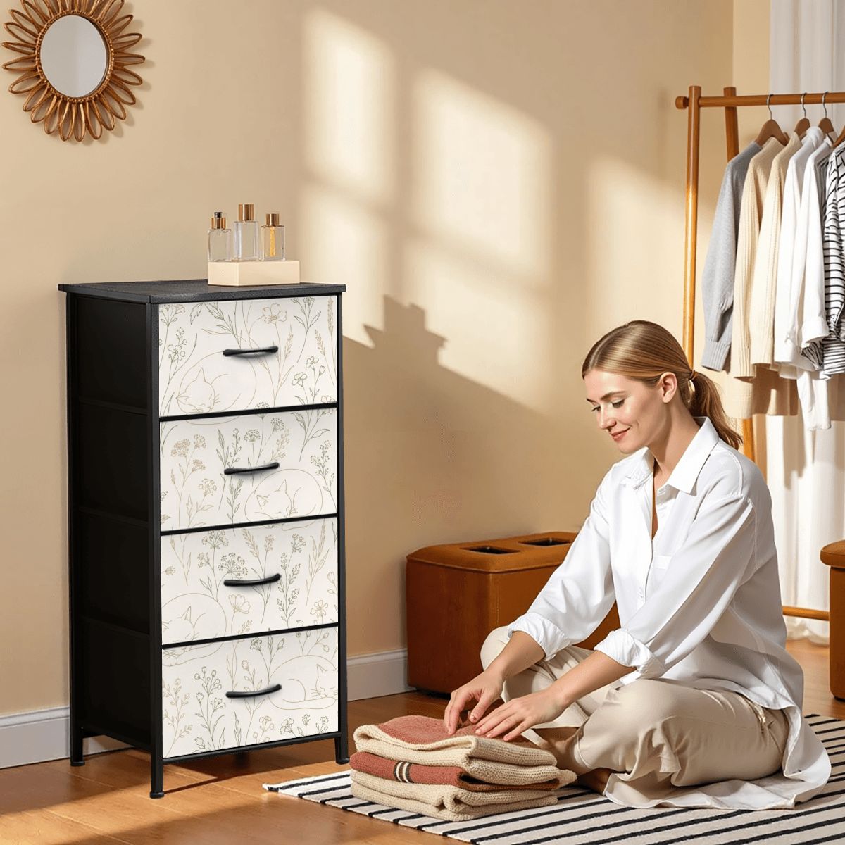 The Maeve 4-Drawer Slim Chest & Dresser (Wildflower Meadow Edition)