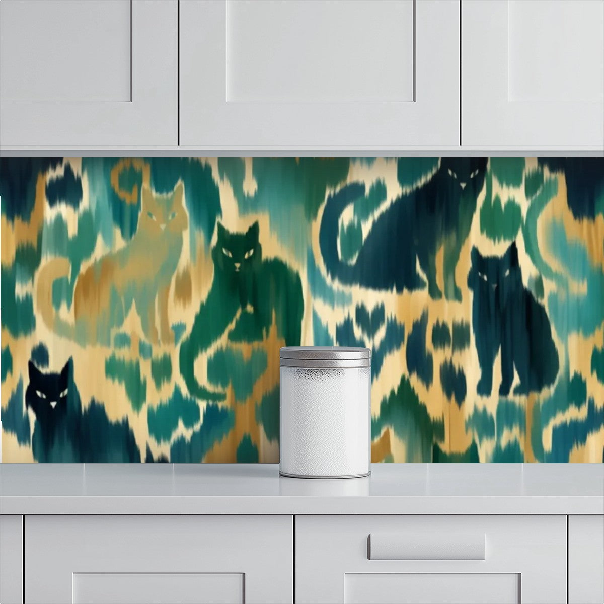 Ikat Cats Peel & Stick Wallpaper