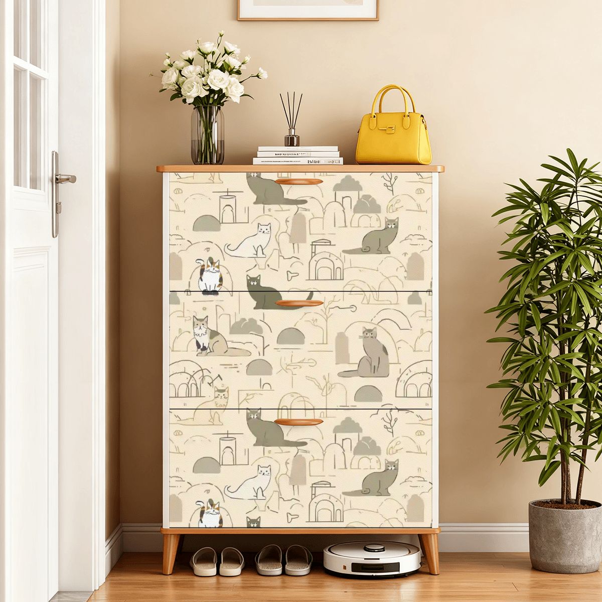 The Maeve 3-Door Entryway Console & Pet Organizer (Clay & Contour Edition)