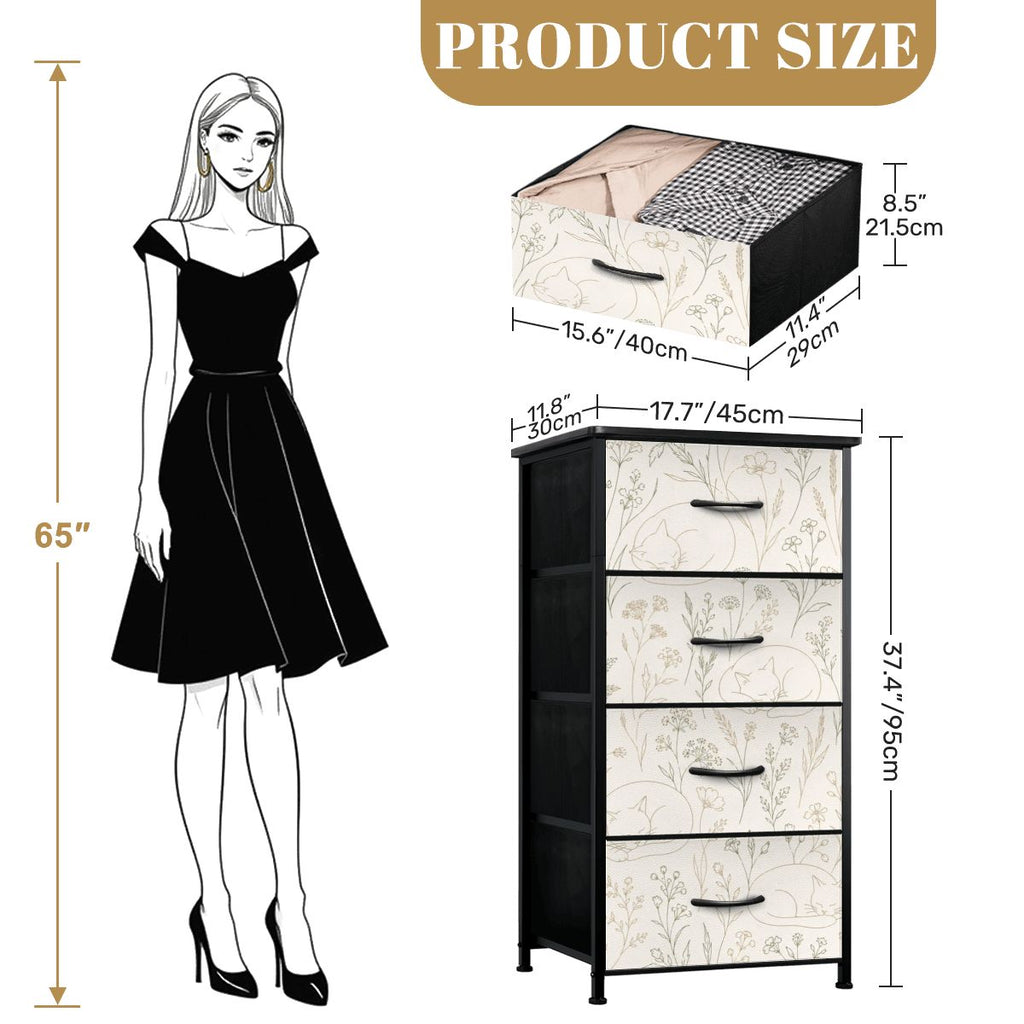 The Maeve 4-Drawer Slim Chest & Dresser (Wildflower Meadow Edition)