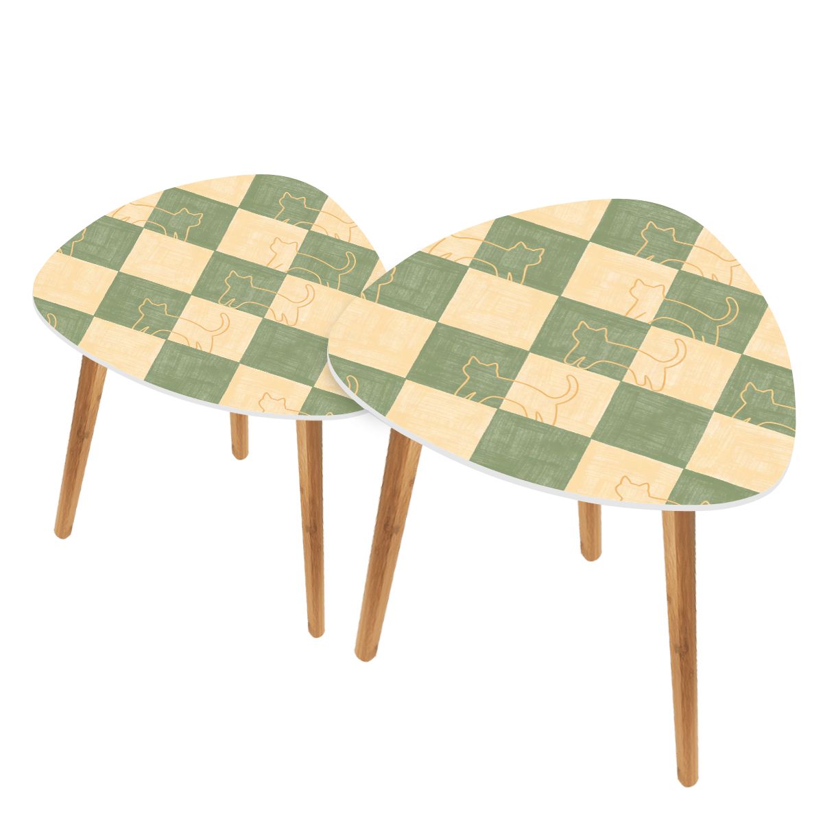 The Kyoto Minimalist Nesting Coffee Tables (Checkerboard Mew Edition)